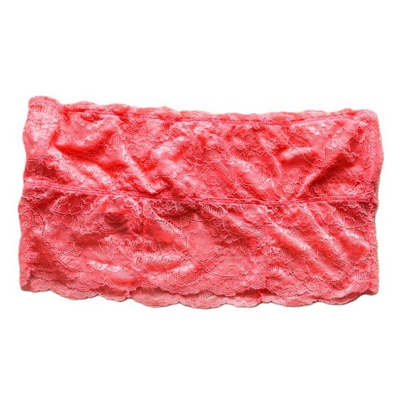 AMERICAN EAGLE Y2K Festival/Boho Strapless Lacy Bandeau Bra in Pink B/C Cups - Picture 2 of 5